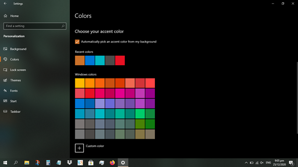 Accent Color with Colored Squares