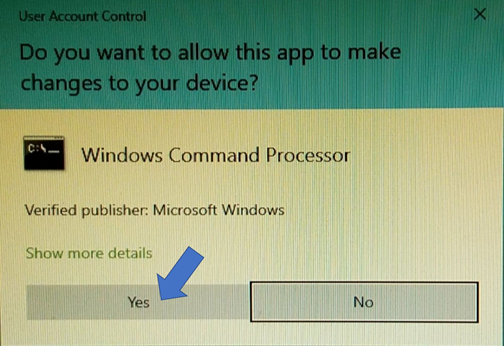 account control prompt appears click Yes