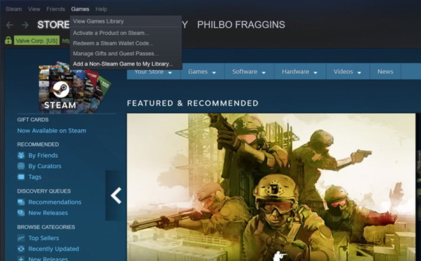 Add a non Steam game to my library