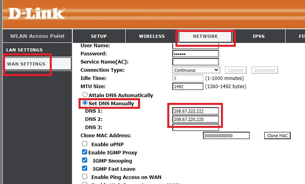 Add DNS address in router settings