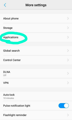 Applications in your More Settings
