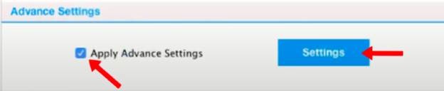 Apply Advance Settings