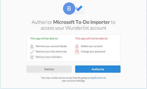 Authorize Microsoft To-Do