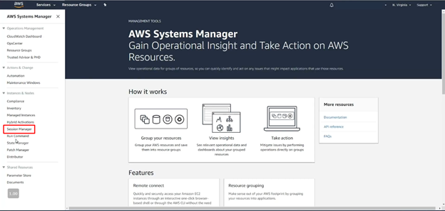 AWS System manager homepage