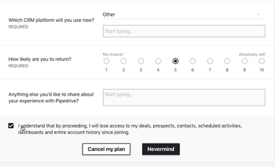 Cancelation form