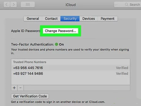 Change Password option available