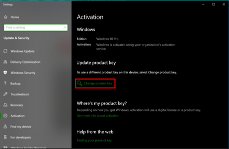 Change Product Key