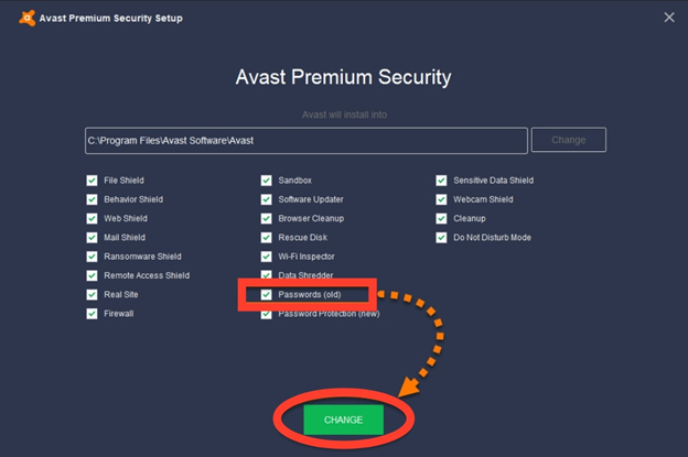 Check Password old and click Change