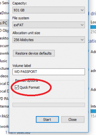 check the Quick Format box