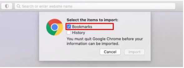 checking the ”Bookmarks” box