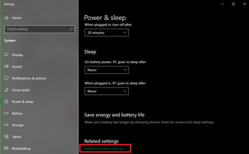 Additional power settings