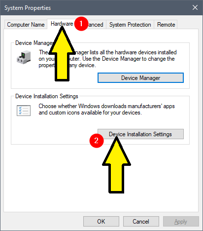 Choose Device Installation Settings