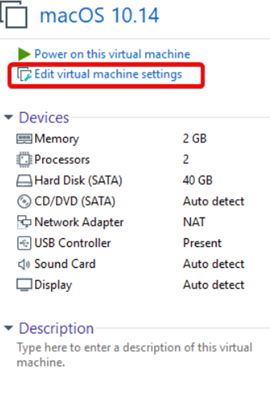 Choose Edit Virtual Machine settings