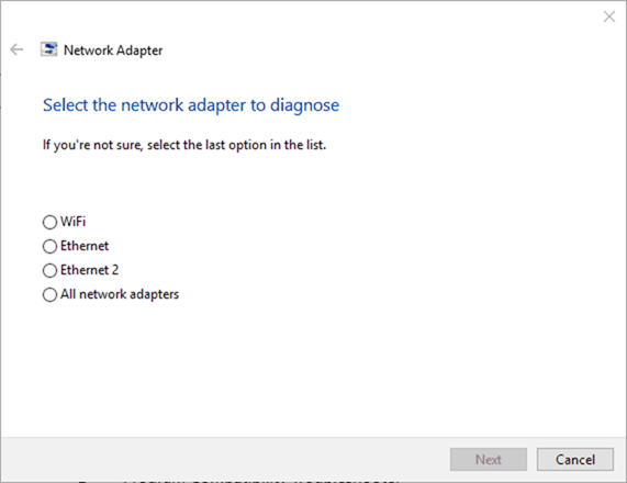 Choose All network adapters