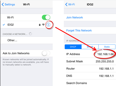 Cisco router IP address on iPhone