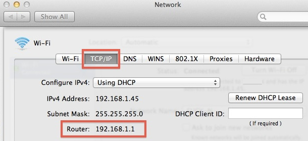 Cisco router IP address on Mac