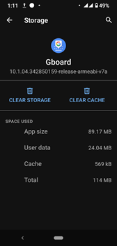 clear Gboard storage & cache