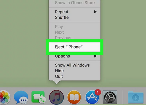 click Eject iPhone option