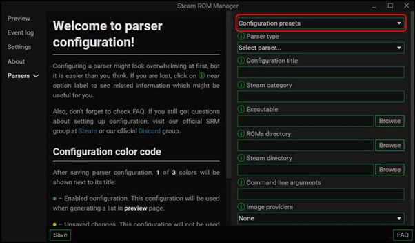 Click on Configuration Presets