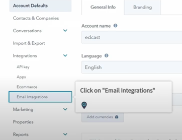 Click on Email Integrations