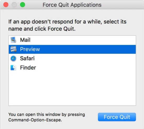 Click on Force Quit