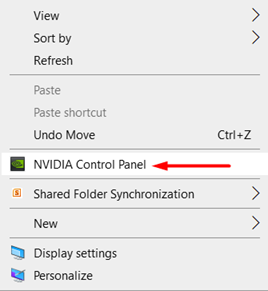Click on NVIDIA Control Panel