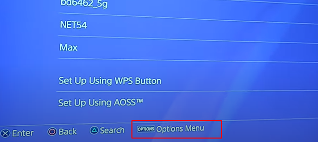 Click on Options menu