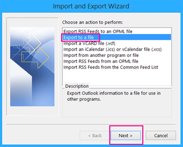 Click on the export to a file option