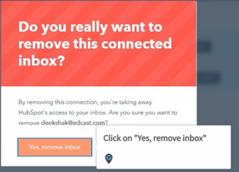 Click on Yes remove inbox