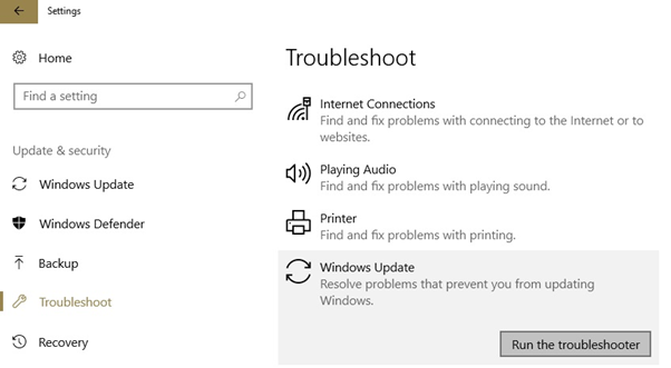 Click Run the troubleshooter button
