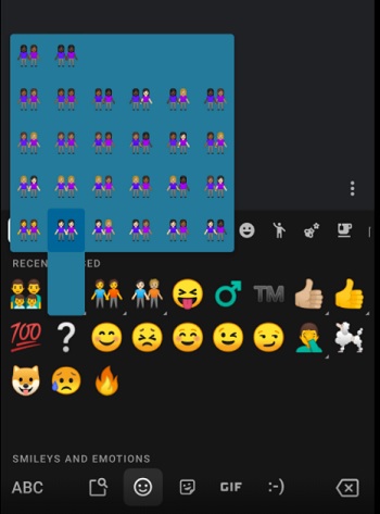 color choice window for an emoji