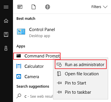 Command Prompt as administrator
