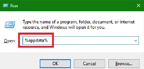 Type the characters %appdata%