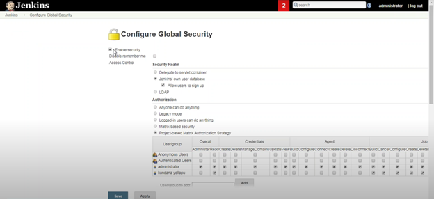 Configure global security