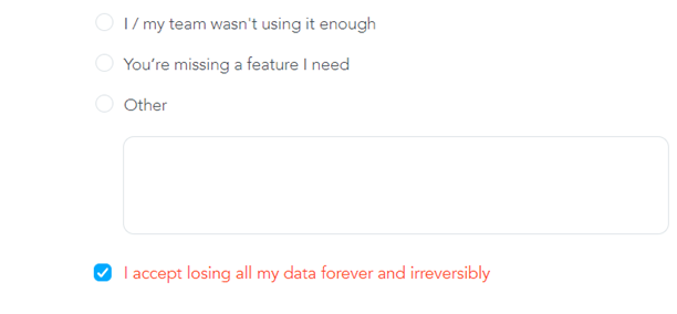 Confirm losing all your data