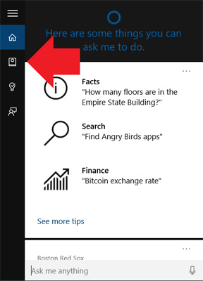 Cortana icon in the taskbar