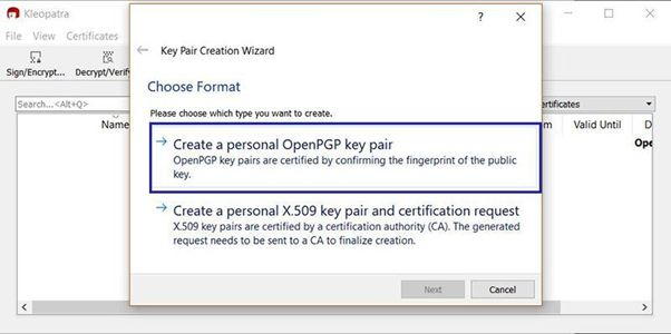 Create a Personal OpenPGP key pair