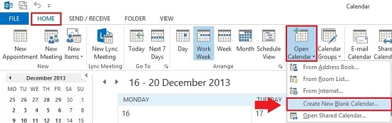 Create New Blank Calendar