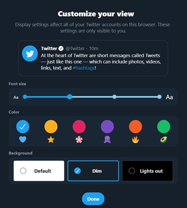 Customizing the View on Twitter