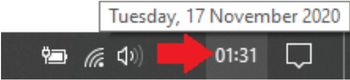 the date/time on the Taskbar