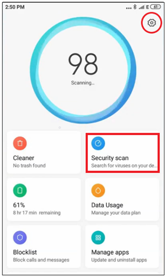 default cleaner in a Xiaomi phone