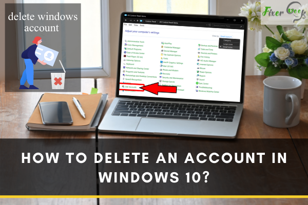 Delete an account in Windows 10