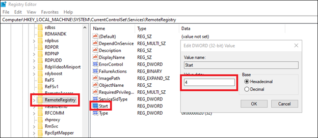Disable by edit in Windows registry
