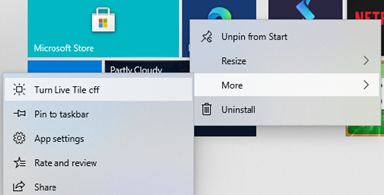 Disable Live Tiles