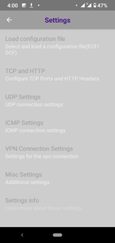 DroidVPN connection settings