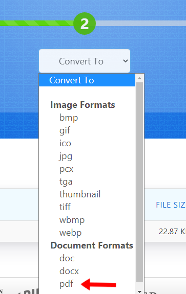 drop-down list select PDF