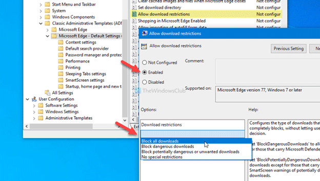 Edge Using Group Policy