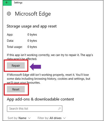 Edge’s program settings page