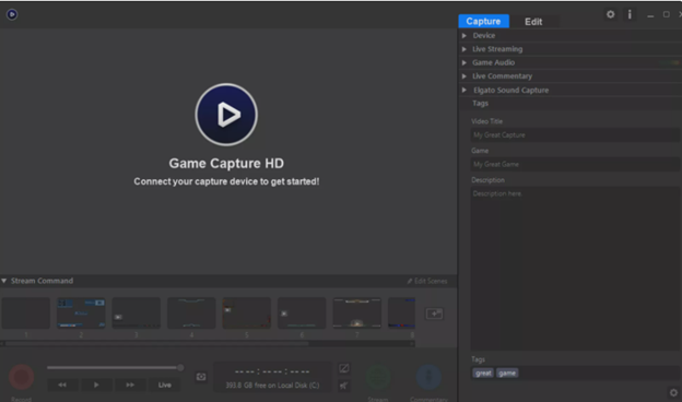 Elgato game Capture Software interface