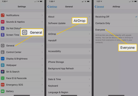 Enable Airdrop from Settings App